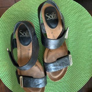 Sofft Black Wedge Sandals